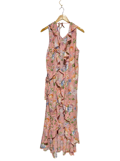 SHEIN |XL| BUST 20| B14| ROMANTIC BLUSH PINK V-NECK DRESS WITH CASCADING RUFFLE