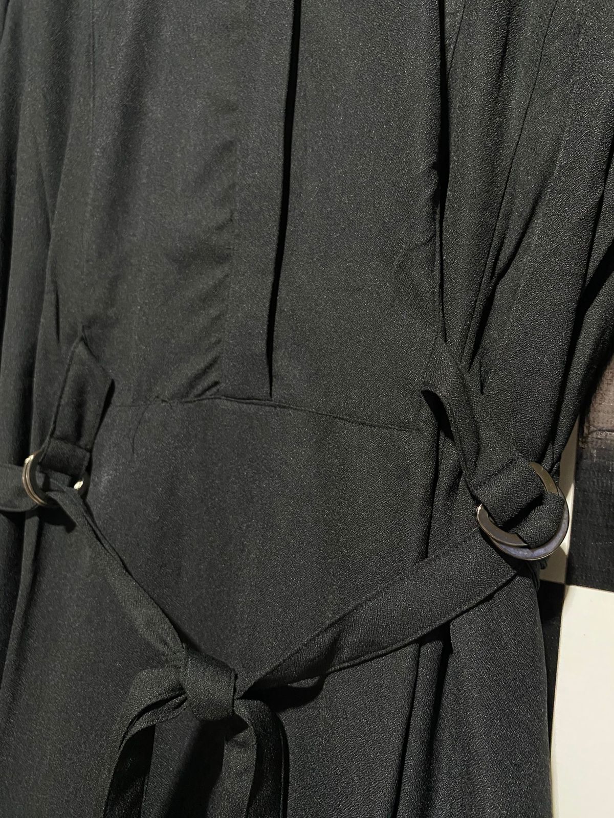 ANAYA |M| BUST 17| B14| JET BLACK COLLARED MAXI SHIRT DRESS WITH BELT