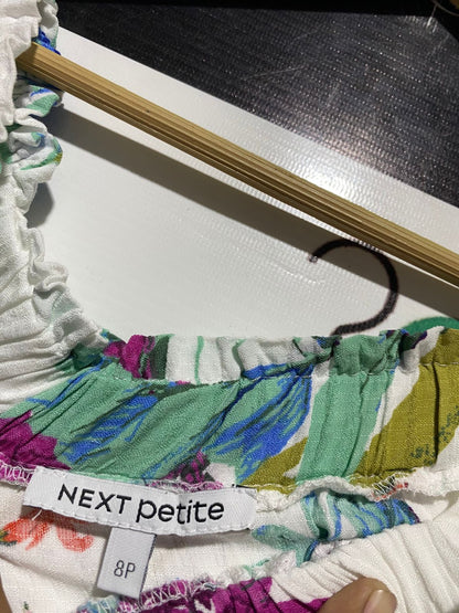 NEXT PETITE |S| BUST 14| B14| BOHEMIAN TROPICAL FLORAL OFF-SHOULDER MAXI JUMPSUIT
