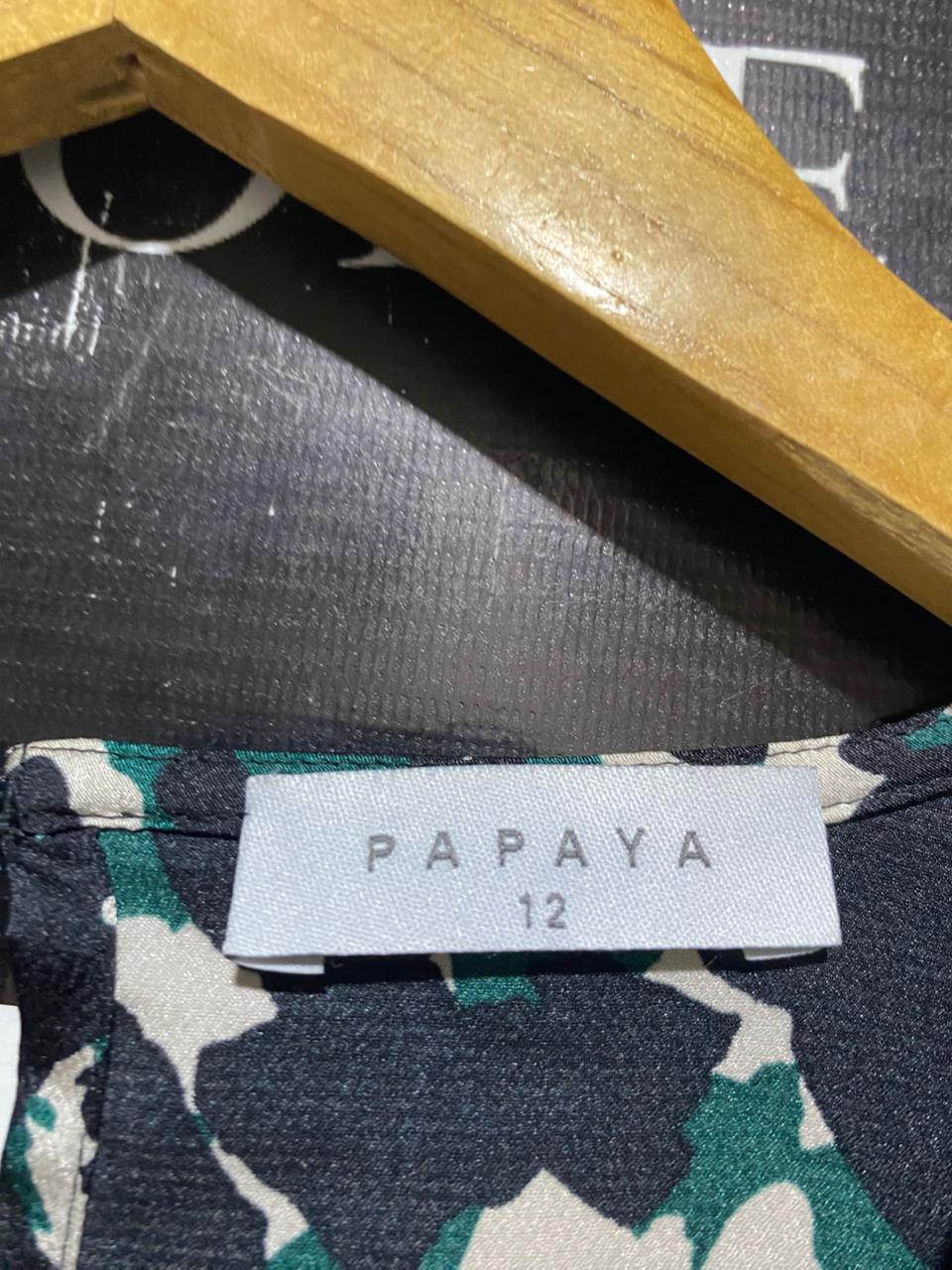PAPAYA |M| BUST 17| B14| EMERALD ABSTRACT ANIMAL PRINT MIDI DRESS