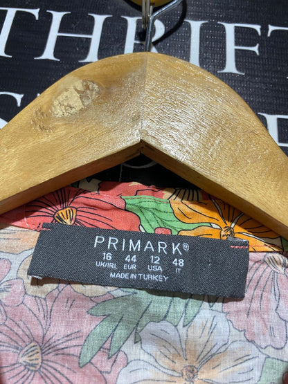 PRIMARK |L| BUST | B14| VIBRANT TROPICAL FLORAL BUTTON-DOWN SHIRT DRESS