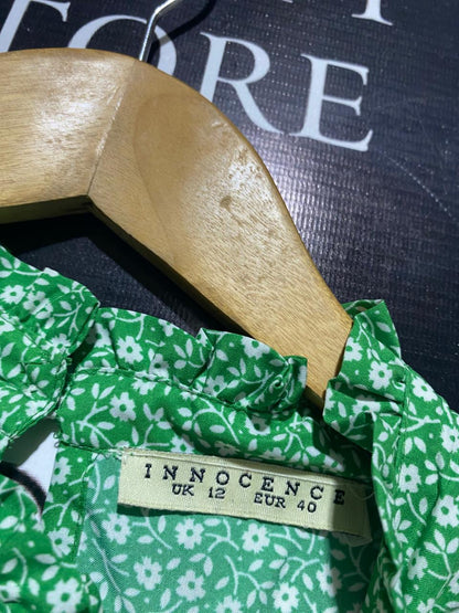 INNOCENCE |M| BUST 18| B14| GREEN DITSY FLORAL SMOCKED WAIST MINI DRESS
