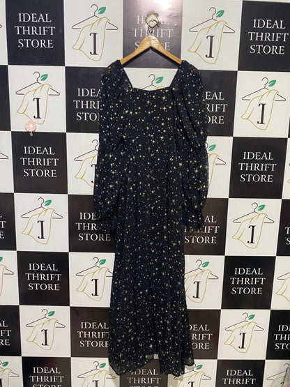 |M|BUST 18| B14| CELESTIAL STAR PRINT SHEER SLEEVE MIDI DRESS