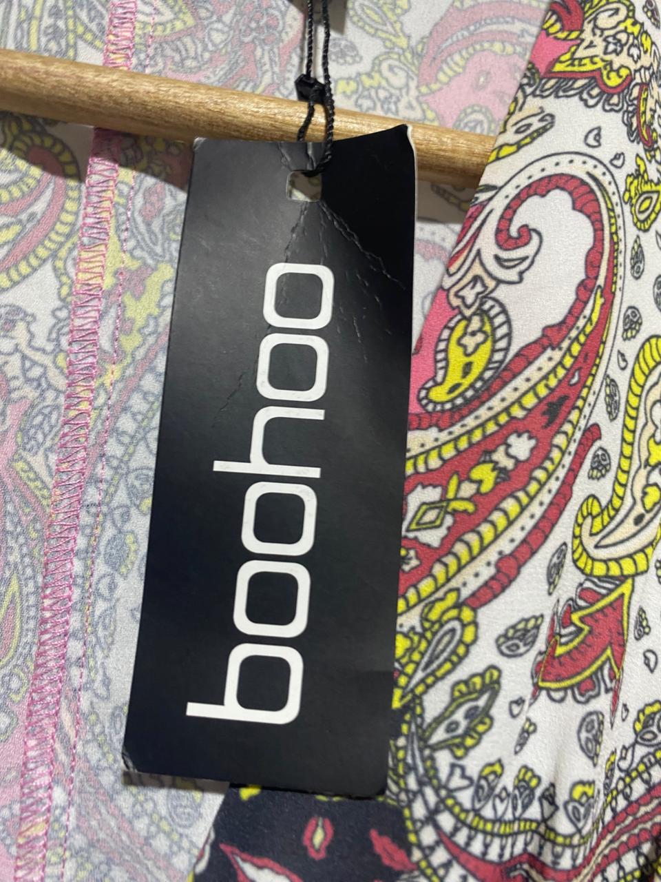 BOOHOO |M| BUST 17| B14| MULTICOLOR PAISLEY PRINT BUTTON-FRONT MIDI DRESS