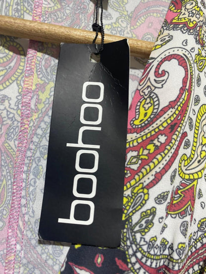 BOOHOO |M| BUST 17| B14| MULTICOLOR PAISLEY PRINT BUTTON-FRONT MIDI DRESS