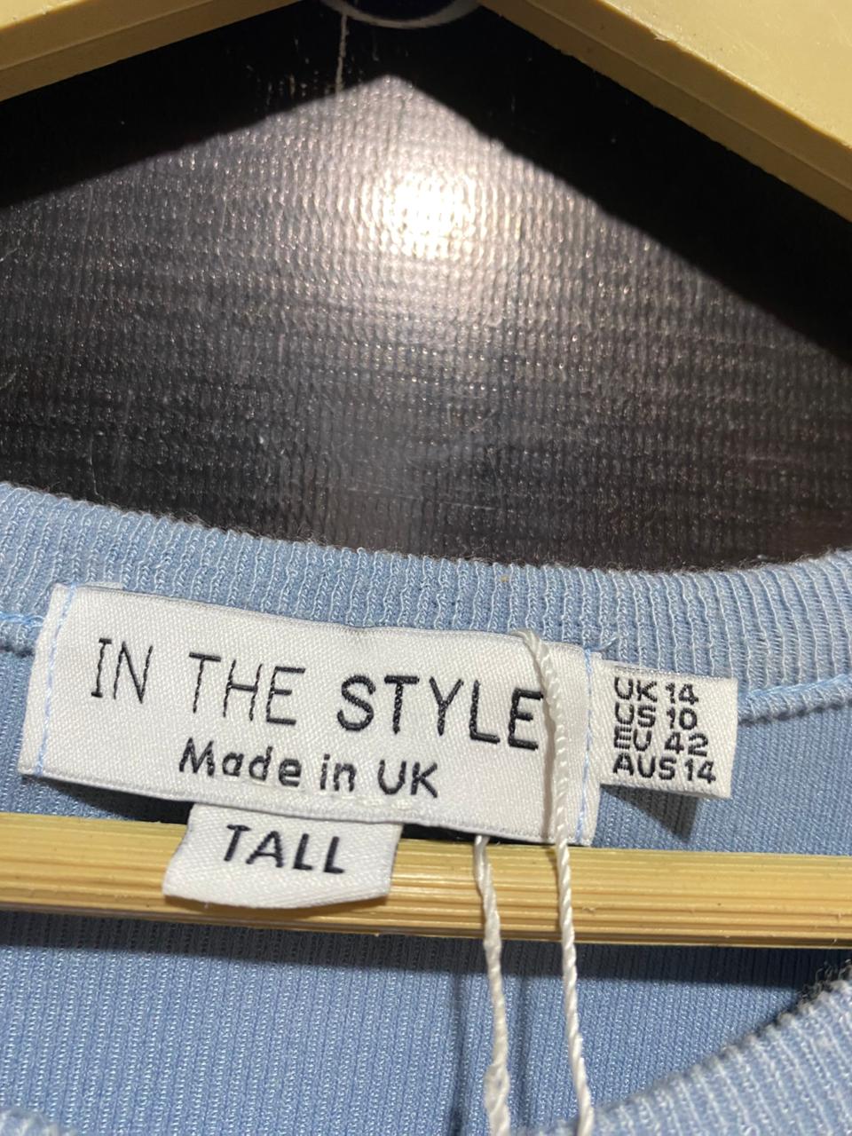 IN THE STYLE |M| BUST 17| B14| PALE BLUE RIBBED TIE-WAIST MIDI DRESS