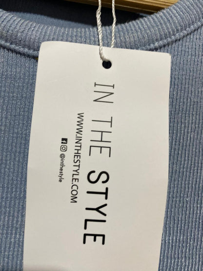 IN THE STYLE |M| BUST 17| B14| PALE BLUE RIBBED TIE-WAIST MIDI DRESS