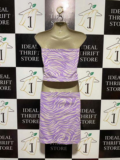PRIMARK |M| B14| PURPLE ZEBRA PRINT TWO-PIECE TUBE TOP AND MINI SKIRT SET