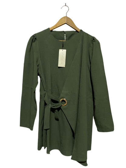 TRENDYOL |XL| BUST 29| B14| OLIVE GREEN ASYMMETRICAL WRAP MINI DRESS