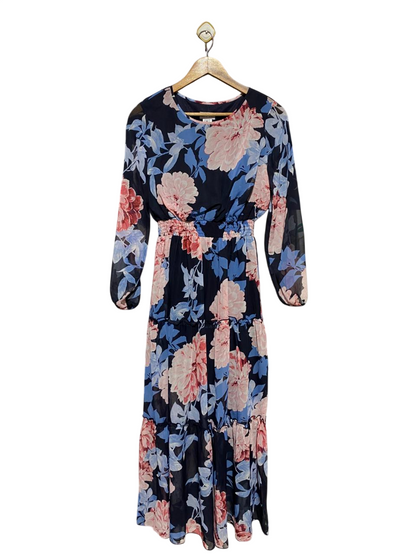 KATE LILY |M| BUST 18| B14| NAVY FLORAL SMOCKED WAIST MAXI DRESS