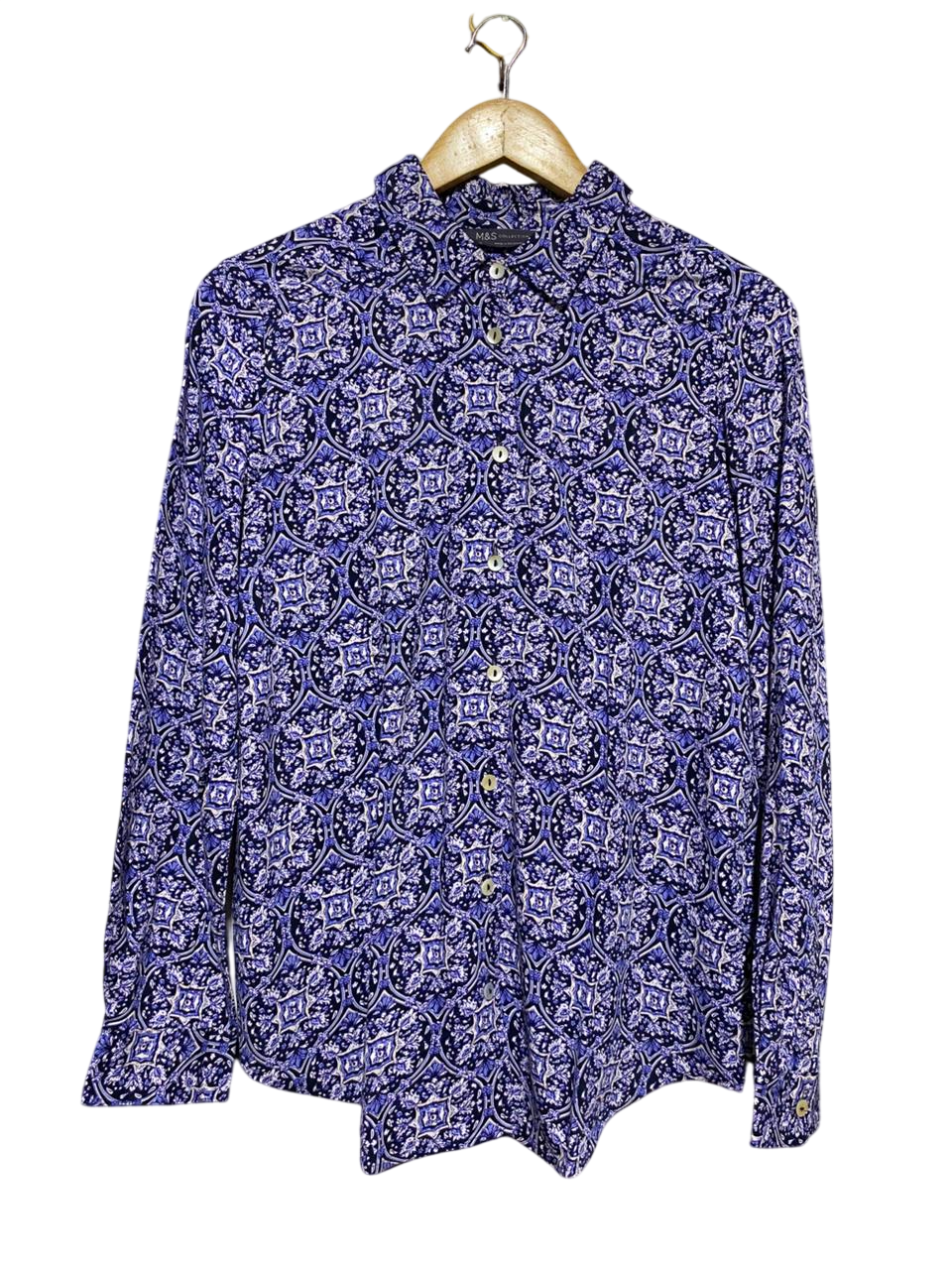 M&S |L| BUST 20| B14| MOSAIC PRINT BUTTON-DOWN SHIRT