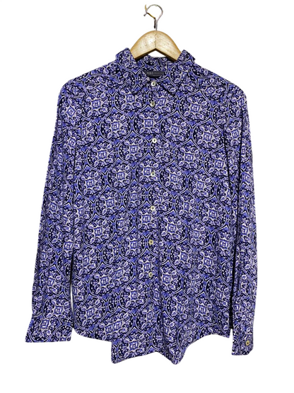 M&S |L| BUST 20| B14| MOSAIC PRINT BUTTON-DOWN SHIRT