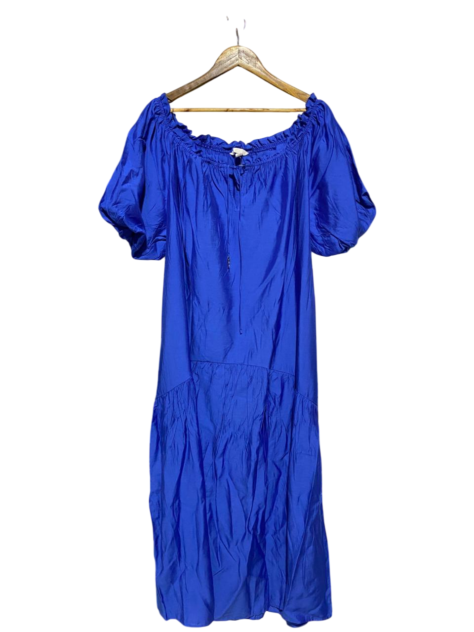 H&M |L| BUST 26| B14| VIBRANT ROYAL BLUE PEASANT STYLE MIDI DRESS