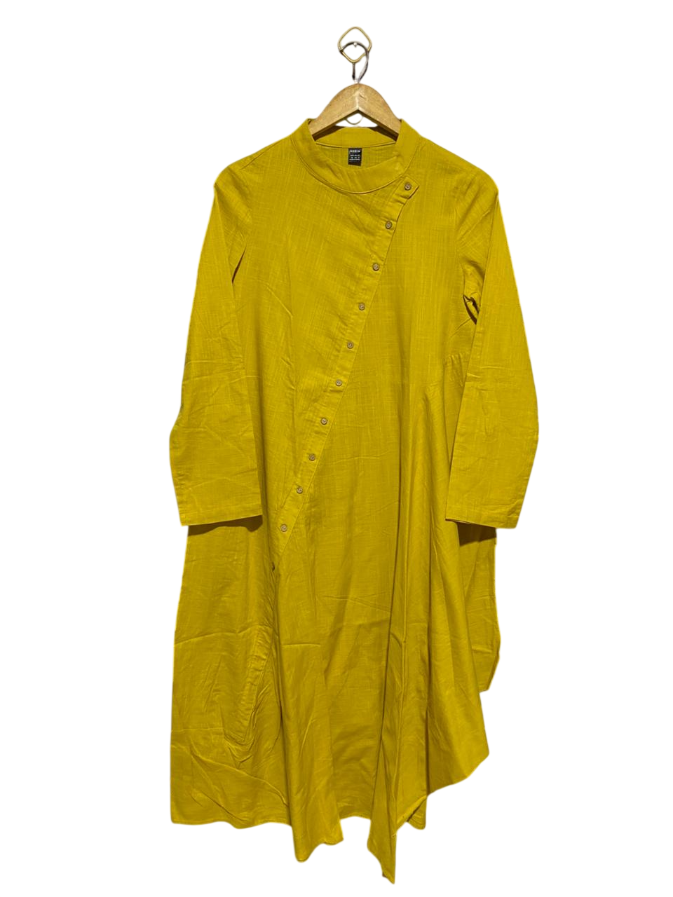 SHEIN |L| BUST 19| B14| MUSTARD ASYMMETRICAL BUTTON-FRONT MIDI DRESS