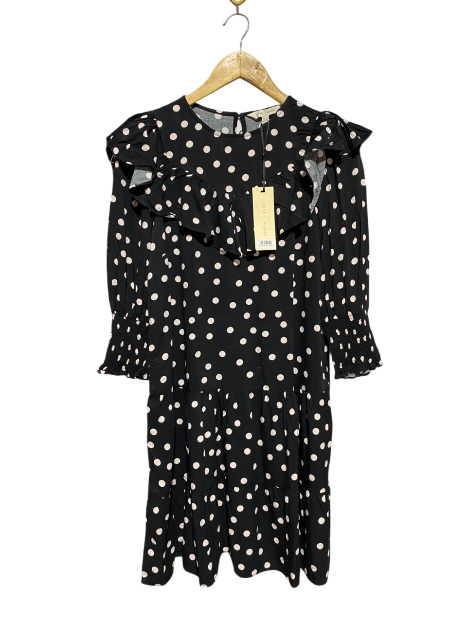 LOVE & ROSES |M| BUST 18| B14| POLKA DOT RUFFLE MIDI DRESS