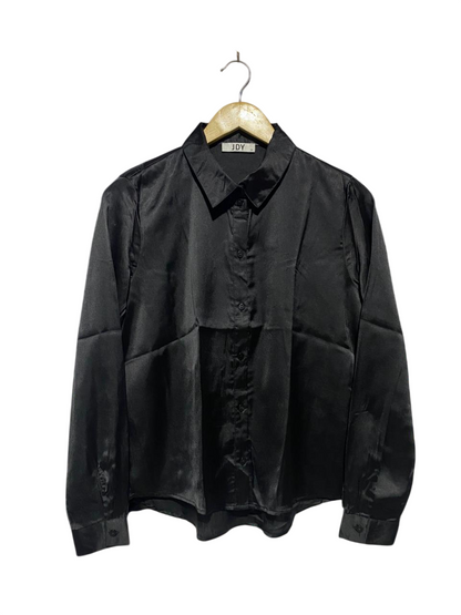 JDY |L| BUST 20| B14| LUXE BLACK SATIN BUTTON-DOWN SHIRT