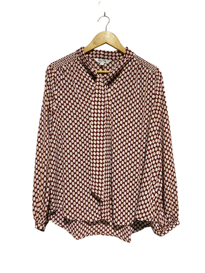 PREVIEW |L| BUST 22| B14| GEOMETRIC PRINT TIE-NECK BLOUSE
