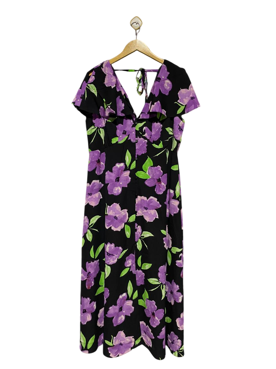 ASOS |L| BUST 20| B14| PURPLE FLORAL PRINT BUTTON-FRONT MAXI DRESS