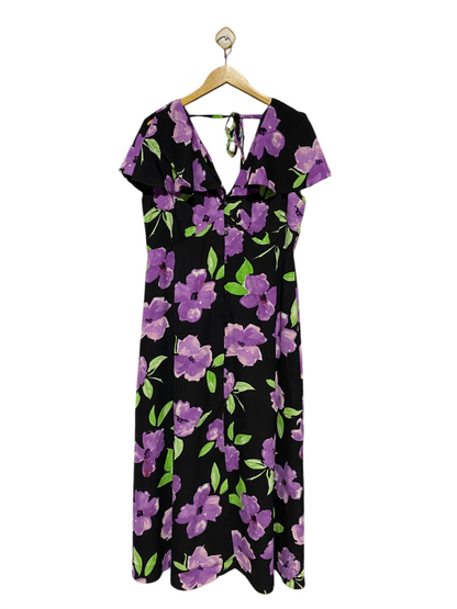 ASOS |L| BUST 20| B14| PURPLE FLORAL PRINT BUTTON-FRONT MAXI DRESS
