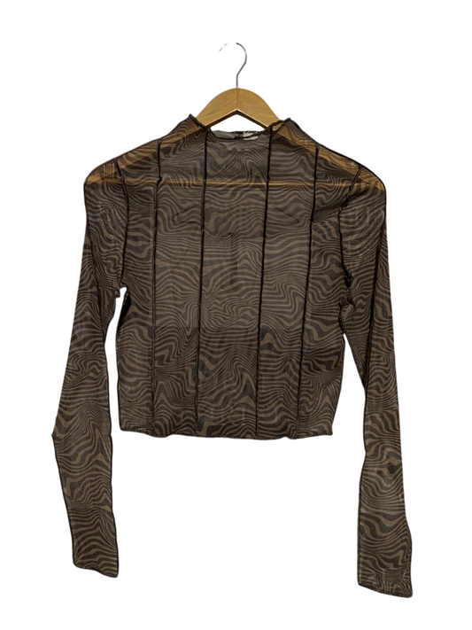 CLEVERCARE |M| BUST 16| B14| ABSTRACT SWIRL PRINT MESH CROP TOP