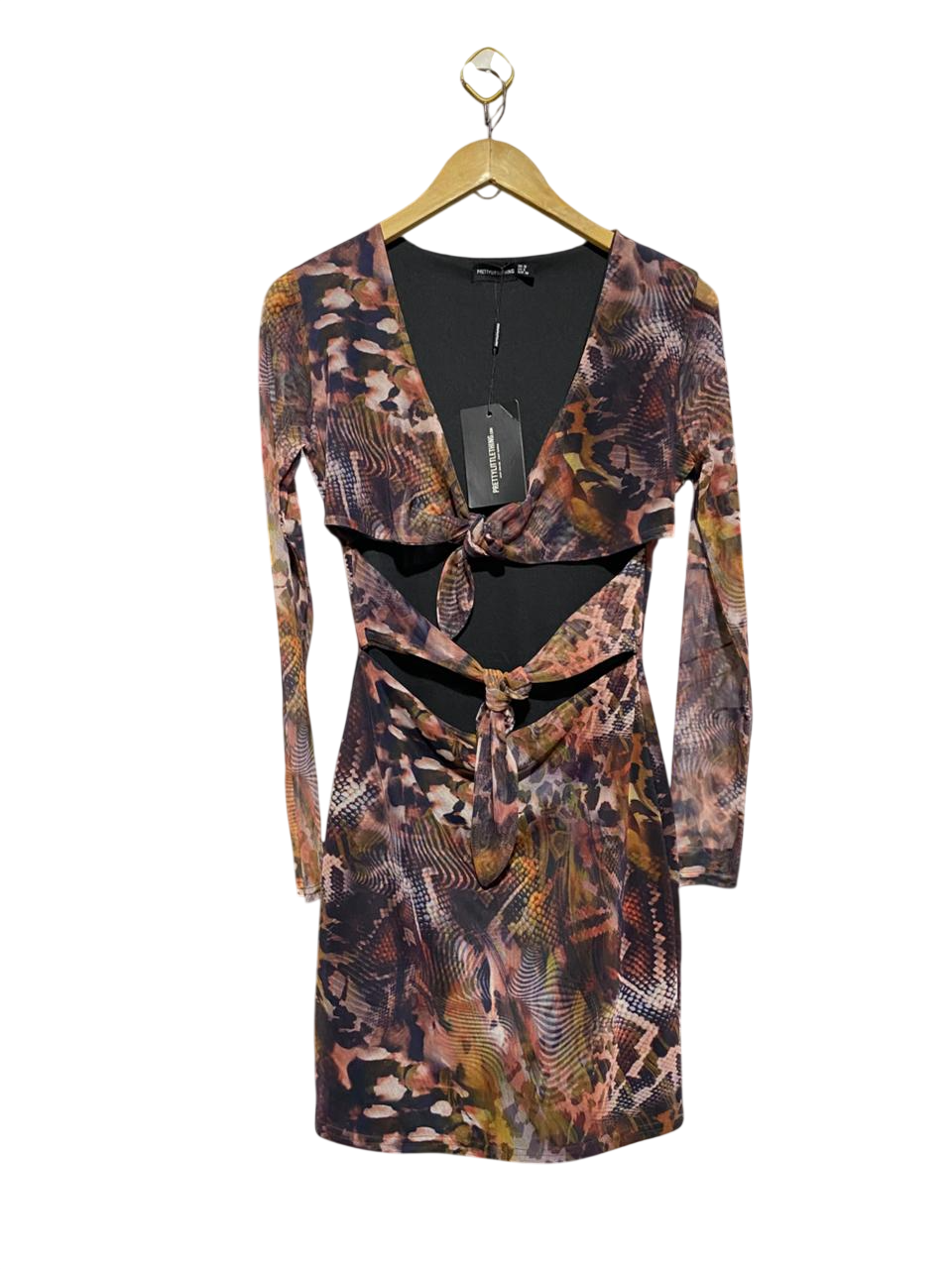 PRETTYLITTLE THING |M| BUST 17| B14| MULTICOLOR ABSTRACT PRINT CUT-OUT MINI DRESS