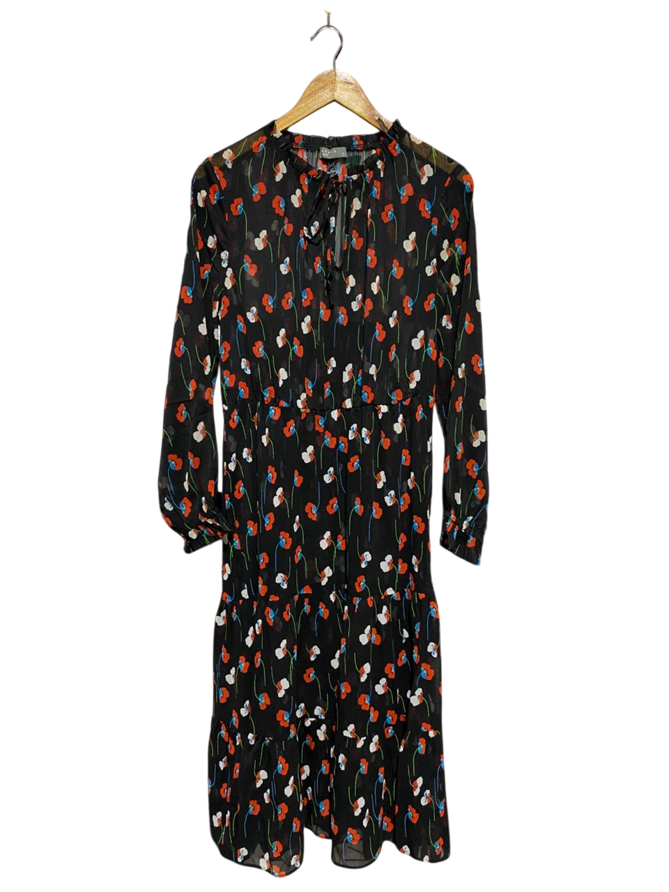 PAPAYA |L| BUST 19| B14| LUXURY BLACK FLORAL PRINT TIERED MAXI DRESS