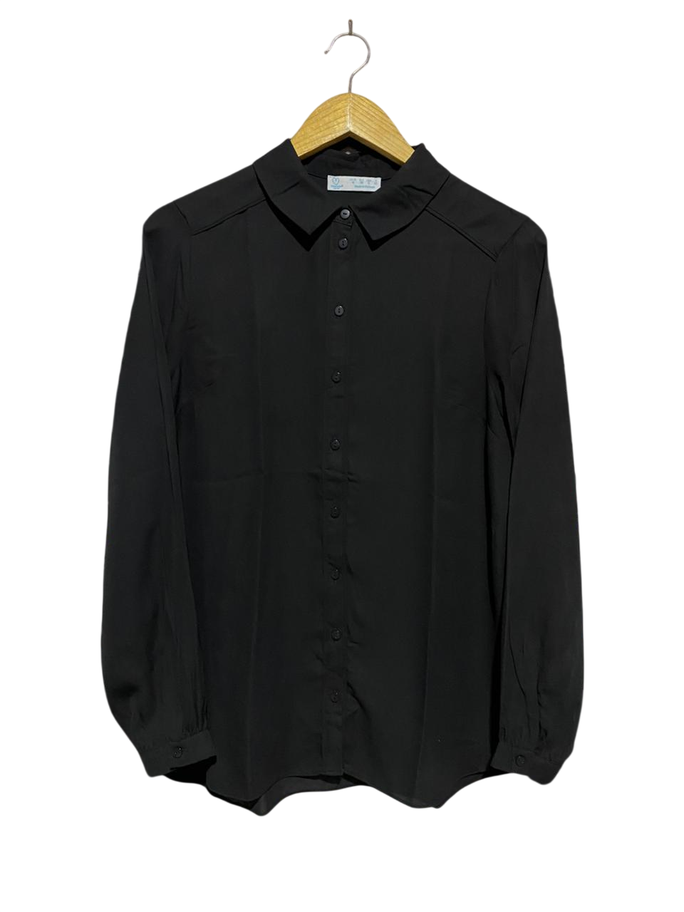PRIMARK CARES |L| BUST 20| B14| CLASSIC BLACK LONG SLEEVE BUTTON-DOWN FORMAL SHIRT