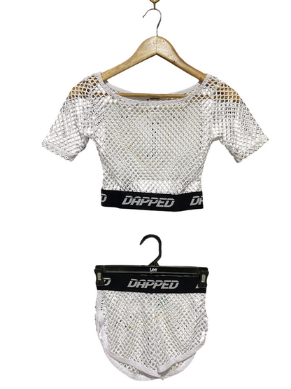 DAPPED |S| B14| TWO-PIECE MESH ATHLETIC CROP TOP AND SHORTS SET