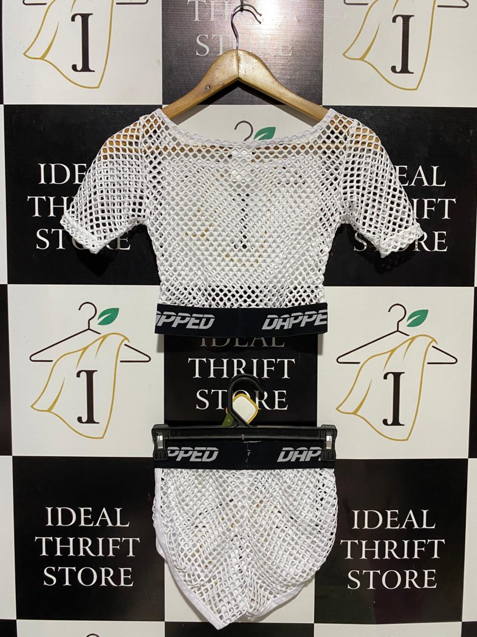 DAPPED |S| B14| TWO-PIECE MESH ATHLETIC CROP TOP AND SHORTS SET