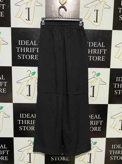 |S| WAIST 24| B14| PREMIUM BLACK WIDE-LEG DRAWSTRING TROUSERS
