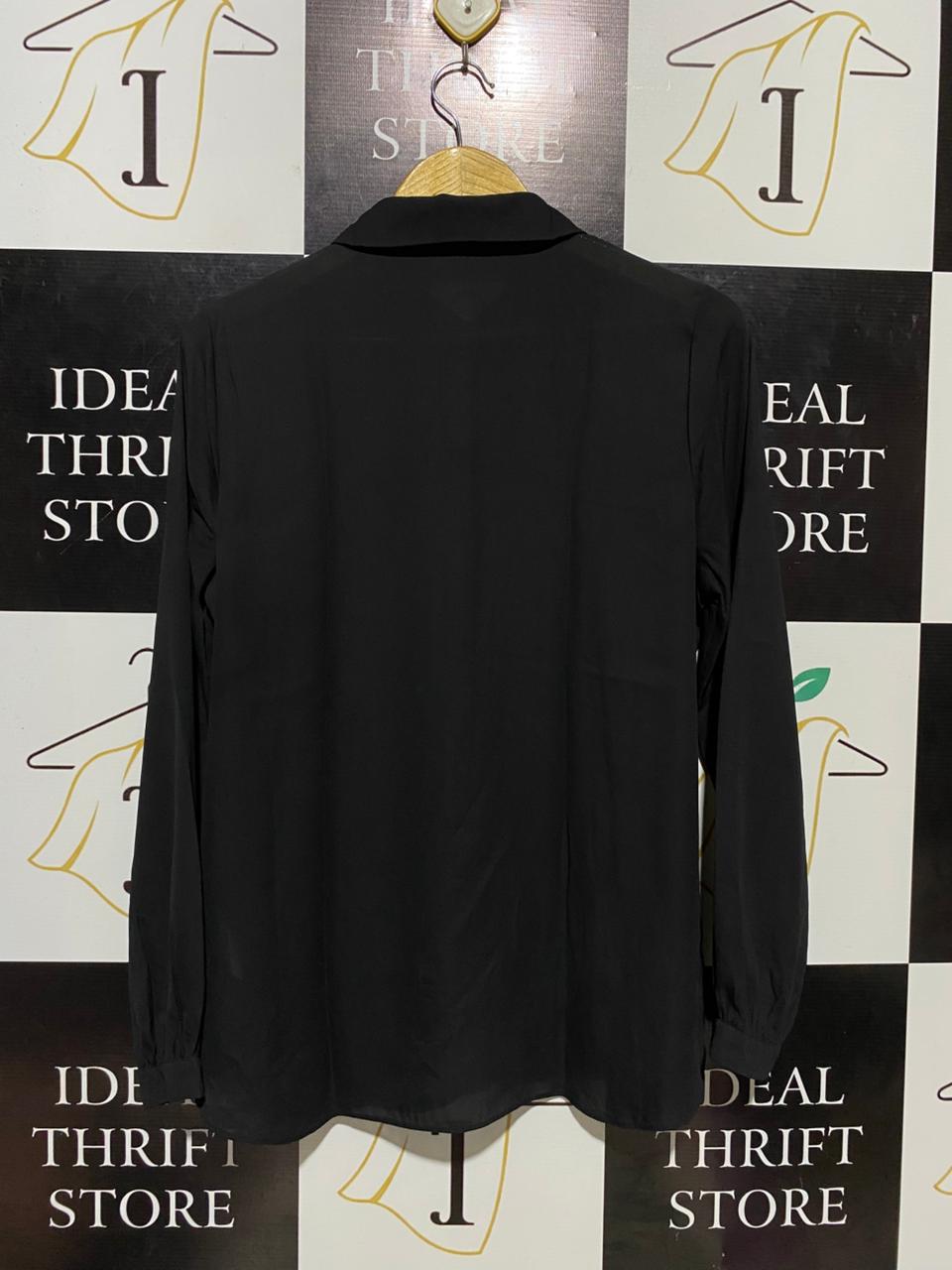 PRIMARK CARES |L| BUST 20| B14| CLASSIC BLACK LONG SLEEVE BUTTON-DOWN FORMAL SHIRT