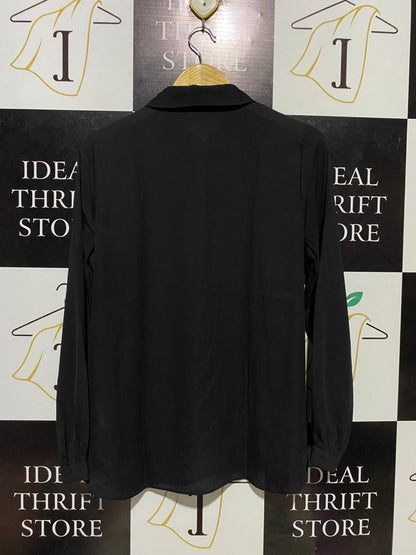 PRIMARK CARES |L| BUST 20| B14| CLASSIC BLACK LONG SLEEVE BUTTON-DOWN FORMAL SHIRT