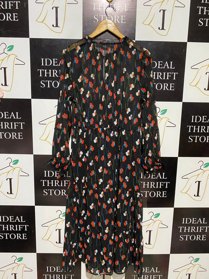 PAPAYA |L| BUST 19| B14| LUXURY BLACK FLORAL PRINT TIERED MAXI DRESS