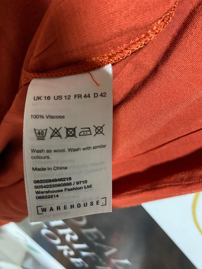 WARE HOUSE |L| BUST 20| B14| PREMIUM RUST ORANGE SLEEVELESS WAIST-TIE MIDI DRESS