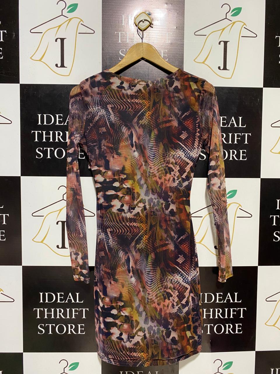 PRETTYLITTLE THING |M| BUST 17| B14| MULTICOLOR ABSTRACT PRINT CUT-OUT MINI DRESS
