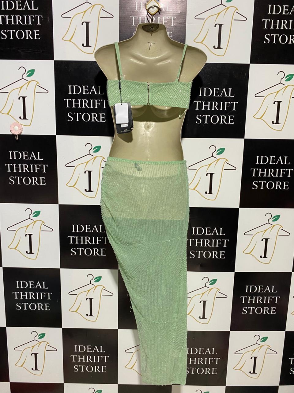 PRETTYILITTLE THING |S| B14| MINT GREEN EMBELLISHED CO-ORD SET
