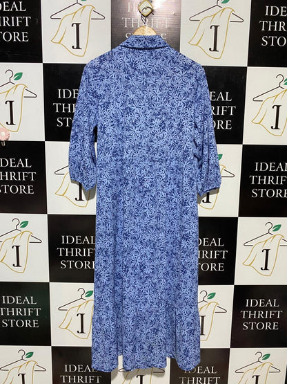 NUTMEG |M| BUST 18| B14| VINTAGE BLUE FLORAL PRINT BUTTON-DOWN MAXI DRESS