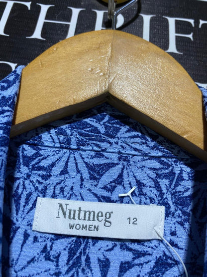 NUTMEG |M| BUST 18| B14| VINTAGE BLUE FLORAL PRINT BUTTON-DOWN MAXI DRESS