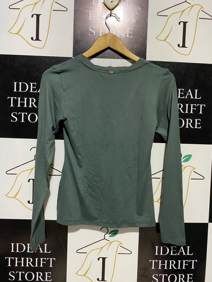 TLICAIO |M| BUST 15| B14| PREMIUM COLLECTION DARK SAGE LONG SLEEVE V-NECK TOP