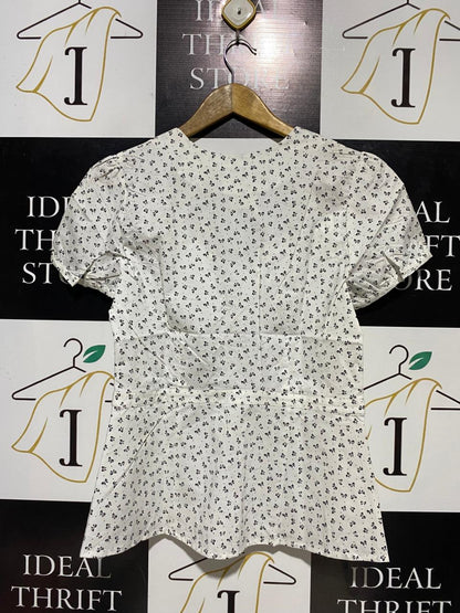 NEXT |M| BUST 18| B14| WHITE MONOCHROME PRINT PEPLUM BLOUSE