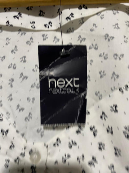 NEXT |M| BUST 18| B14| WHITE MONOCHROME PRINT PEPLUM BLOUSE