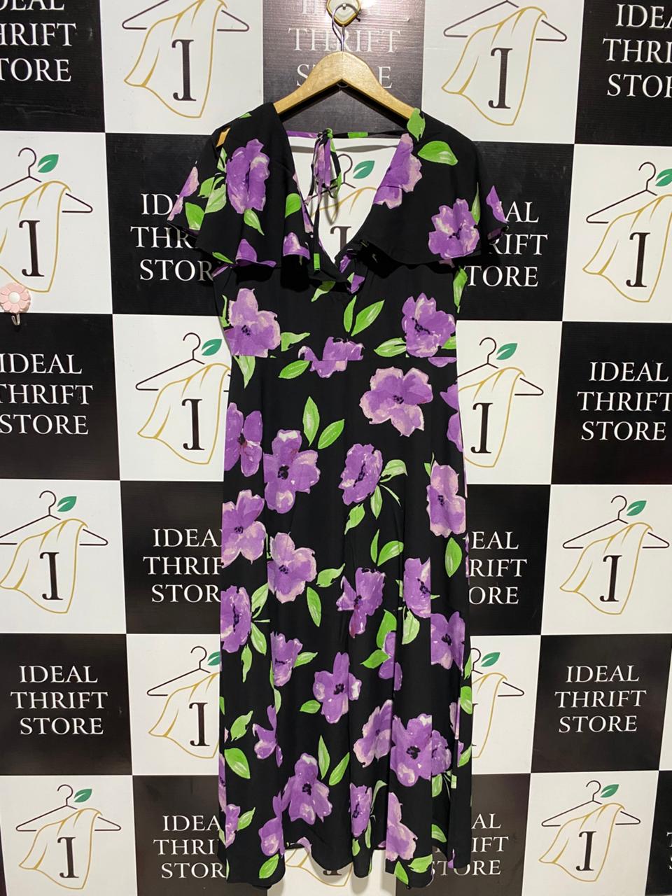 ASOS |L| BUST 20| B14| PURPLE FLORAL PRINT BUTTON-FRONT MAXI DRESS
