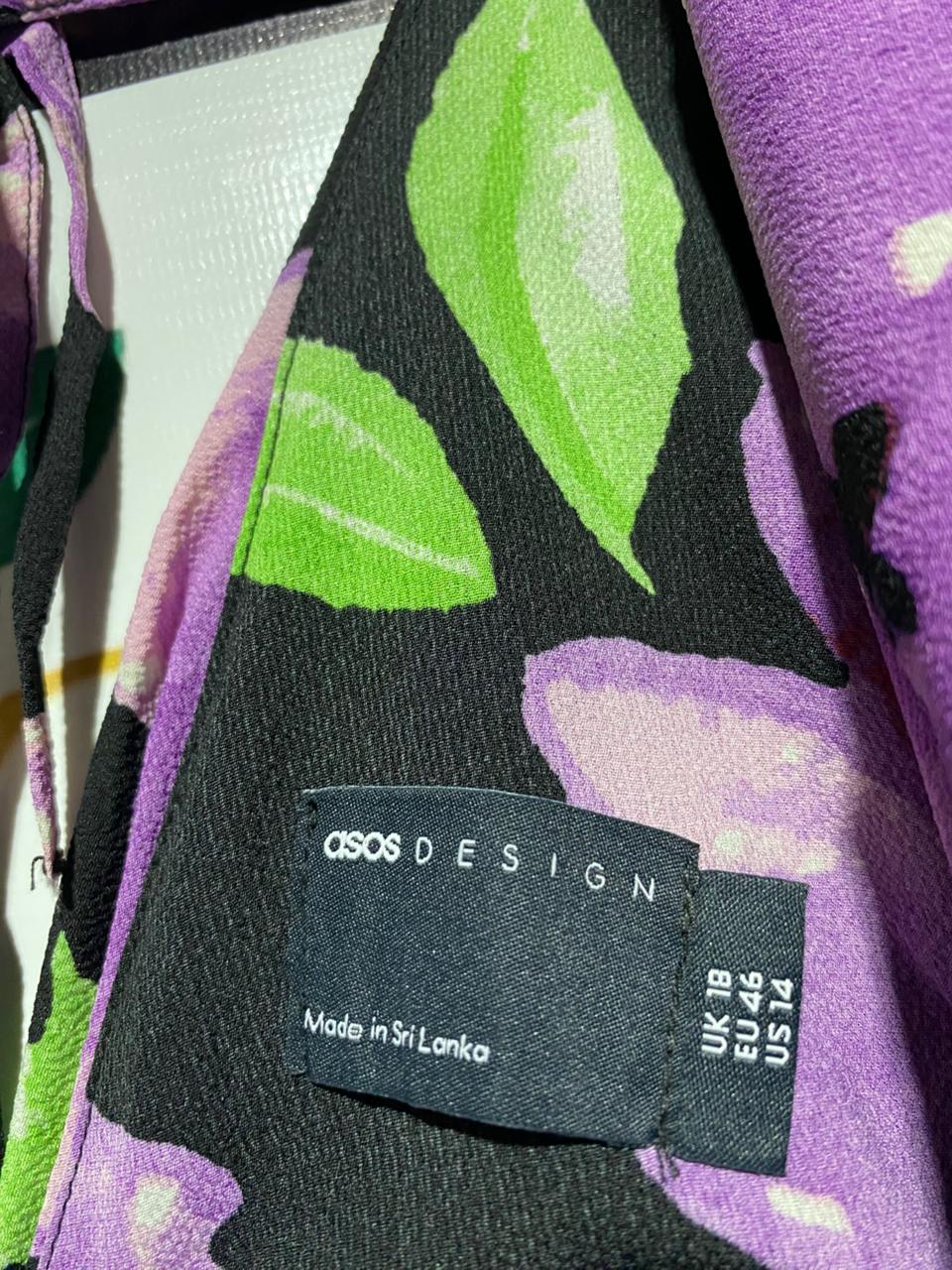 ASOS |L| BUST 20| B14| PURPLE FLORAL PRINT BUTTON-FRONT MAXI DRESS
