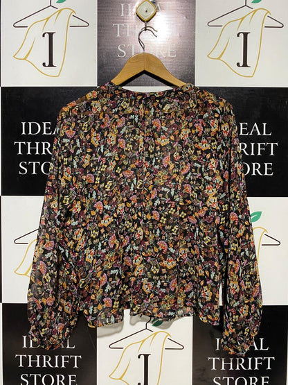 ZARA |M| BUST 24| B14| MULTICOLOR FLORAL PRINT CHIFFON BLOUSE