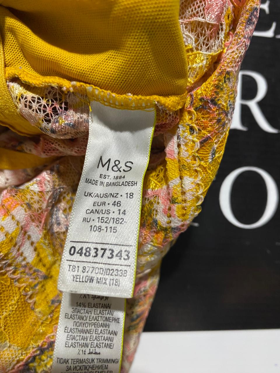 M&S |M| BUST 15| B14| TROPICAL SARONG & LACE LONG-LINE BRA