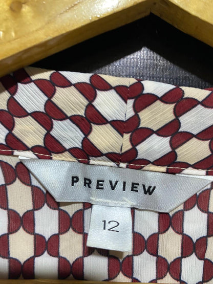 PREVIEW |L| BUST 22| B14| GEOMETRIC PRINT TIE-NECK BLOUSE