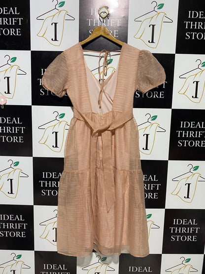 PRIMARK |M| BUST 17| B14| ELEGANT PEACH TIERED SURPLICE MIDI DRESS