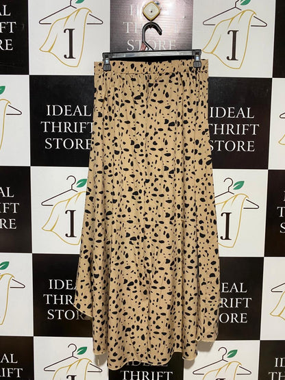 SHEIN |M| WAIST 18| B14| CHIC DALMATIAN PRINT RUFFLE HEM MIDI SKIRT