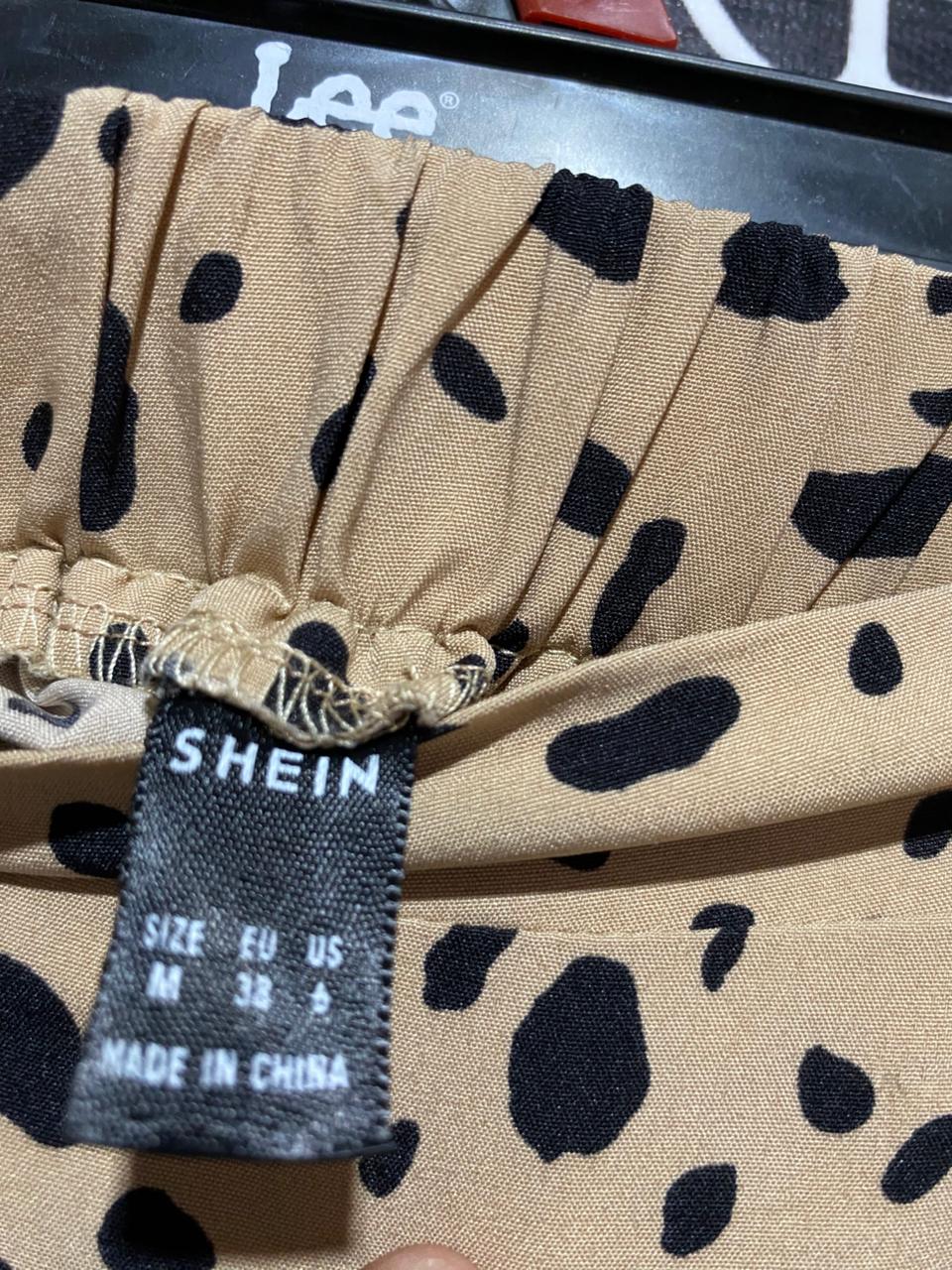 SHEIN |M| WAIST 18| B14| CHIC DALMATIAN PRINT RUFFLE HEM MIDI SKIRT