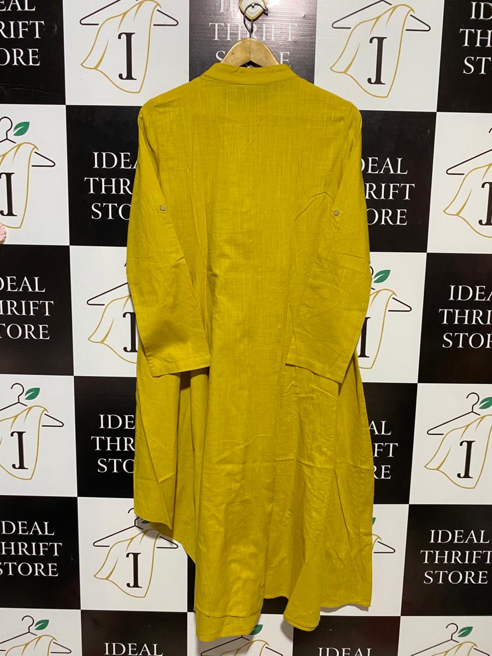 SHEIN |L| BUST 19| B14| MUSTARD ASYMMETRICAL BUTTON-FRONT MIDI DRESS